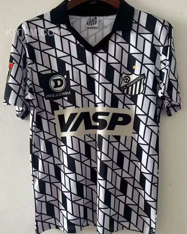 1990 Santos Black White Retro Soccer Jersey