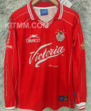1999/2000 Deportivo Toluca Home Red Retro Long Sleeve Soccer Jersey 托卢卡