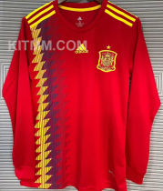 2018 Spain Home Red Retro Long Sleeve Jersey