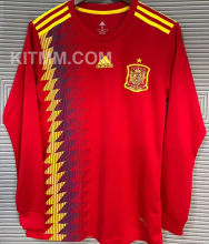 2018 Spain Home Red Retro Long Sleeve Jersey