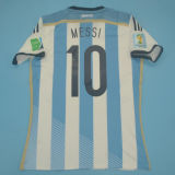 2014 Argentina Home Retro Player Version Soccer Jersey