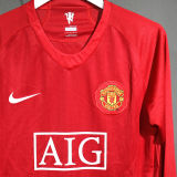 2007/08 M Utd Home Retro Player Version Long Sleeve Soccer Jersey 球员版长袖