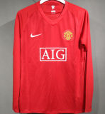 2007/08 M Utd Home Retro Player Version Long Sleeve Soccer Jersey 球员版长袖