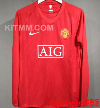 2007/08 M Utd Home Retro Player Version Long Sleeve Soccer Jersey 球员版长袖