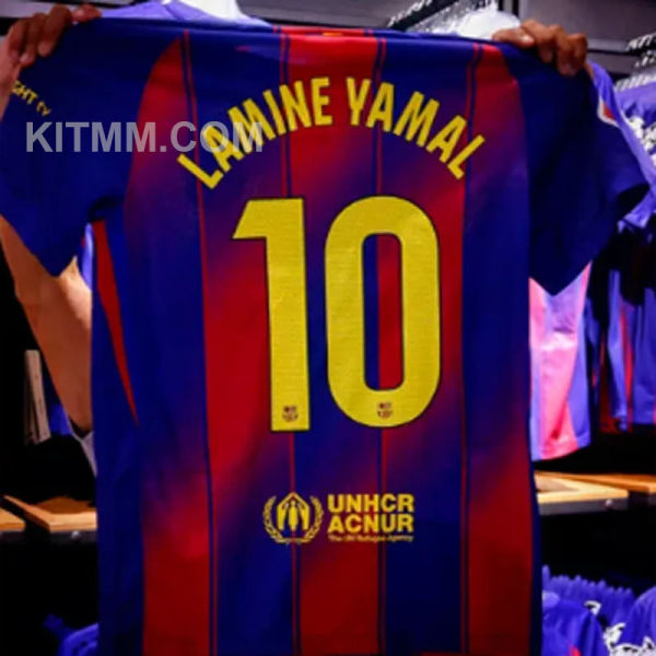 LAMINE YAMAL #10 BA 1:1 Quality Home Fans Soccer Jersey 2025/26 ★★  Laiga Font 西甲字体