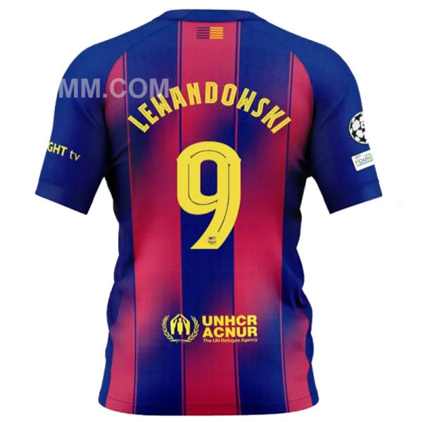 LEWANDOWSKI # 9 BA 1:1 Quality Home Fans Soccer Jersey 2025/26 ★★  UCL Font 欧冠字体