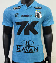 2025/26 Santos Special Edition Blue Player Version Soccer Jersey 带全广告