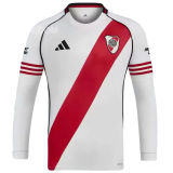 2025/26 River Plate Home White Long Sleeve Fans Soccer Jersey