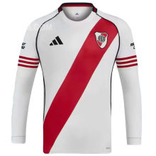 2025/26 River Plate Home White Long Sleeve Fans Soccer Jersey