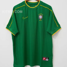 1998 Brazil GK Green Retro Soccer Jersey