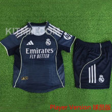 2025/26 RM Away Black Player Version Kids Soccer Jersey 球员版童装