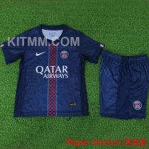 2025/26 PSG Home Blue Player Version Kids Soccer Jersey 球员版童装
