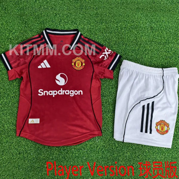 2025/26 M Utd Home Red Player Version Kids Soccer Jersey 球员版童装