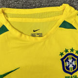 2002 Brazil Home Yellow Kids Retro Long Sleeve Soccer Jersey