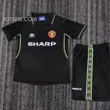 1998/1999 M Utd Away Black UCL Version Retro Kids Soccer Jersey