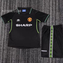 1998/1999 M Utd Away Black UCL Version Retro Kids Soccer Jersey