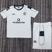 2000 M Utd Away White Retro Kids Soccer Jersey