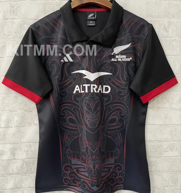 2025/26 All Blacks Home Black Rugby Shirt 全黑 有领
