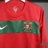 2010 Portugal Home Red Retro Player Version Long Sleeve Soccer Jersey 球员版
