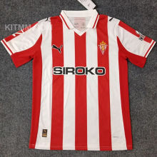 2025/26 Gijon Home Red White Fans Soccer Jersey 希洪竞技