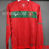 2010 Portugal Home Red Retro Player Version Long Sleeve Soccer Jersey 球员版