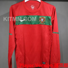 2010 Portugal Home Red Retro Player Version Long Sleeve Soccer Jersey 球员版