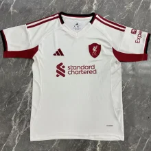 2025/26 LFC Away White Fans Soccer Jersey 红色标 背有97标