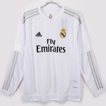 2015/2016 RM White Home Retro Long Sleeve Soccer Jersey