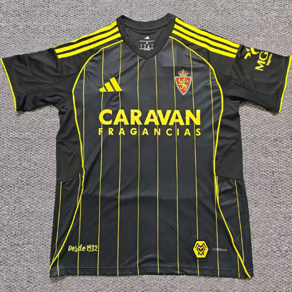 2025/26 Zaragoza Away Black Fans Soccer Jersey