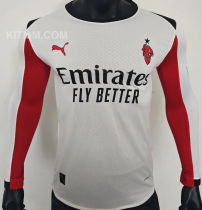 2025/26 AC Milan Away White  Player Version Long Sleeve Soccer Jersey