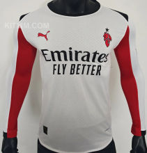 2025/26 AC Milan Away White  Player Version Long Sleeve Soccer Jersey
