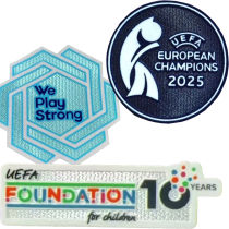 We Play Strong+ UEFA EUROPEAN CHAMPIONS 2025  女足欧洲杯+10周年公平条+右袖冠军章 You can buy it alone OR tell us which jersey to print it on