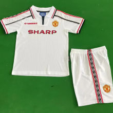 1998/1999 M Utd White Retro Kids Soccer Jersey