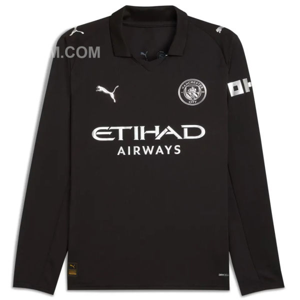 2025/26 Man City Away Black Fans Long Sleeve Soccer Jersey