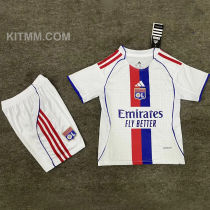 2025/26 Lyon Home White Kids Soccer Jersey