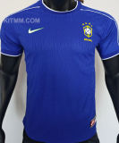 1998 Brazil Away Blue Retro Player Version Soccer Jersey 球员版