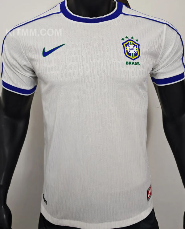 1998 Brazil White Retro Player Version Soccer Jersey 球员版