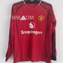 2025/26 M Utd Home Fans Long Sleeve Soccer Jersey