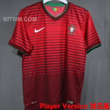 2014 Portugal Home Red Retro Player Version Soccer Jersey 球员版
