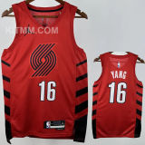 Trail Blazers YANG #16 Red NBA Jersey