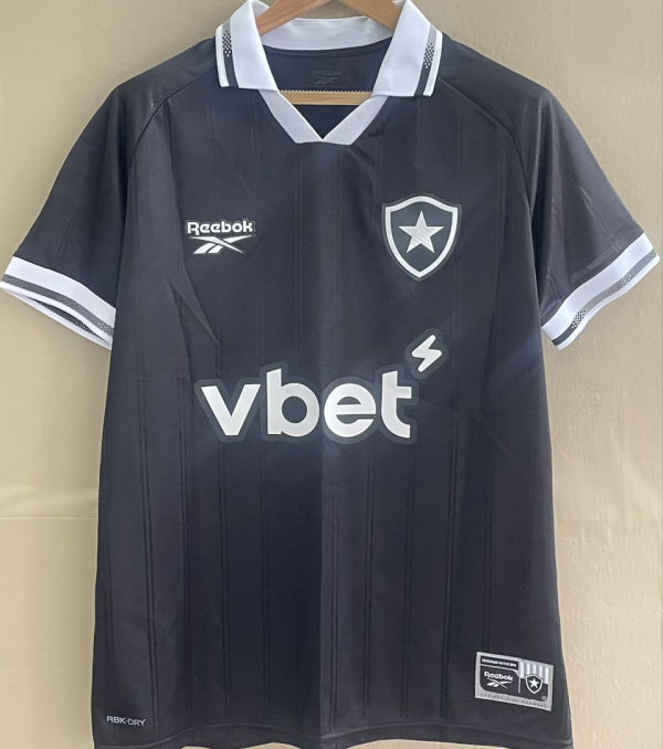 2025/26 Botafogo Awat Black Fans Soccer Jersey 胸前有广告