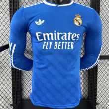 2025/26 RM Third Blue Player Version Long Sleeve Soccer Jersey