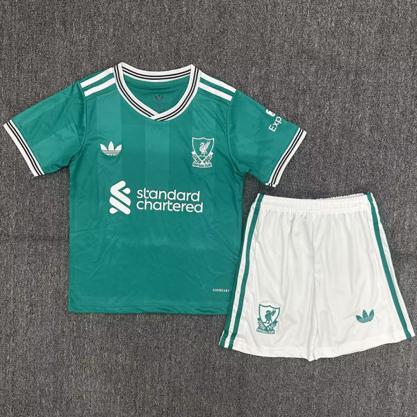 2025/26 LFC Third Green Kids Soccer Jersey 白色裤子