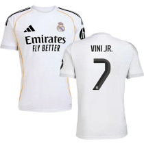 VINI JR． #7 RM Home 1:1 Quality White Fans Soccer Jersey 2025/26（UCL Font) ★★