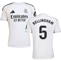 BELLINGHAM #5 RM Home 1:1 Quality White Fans Soccer Jersey 2025/26（Laliga Font) ★★