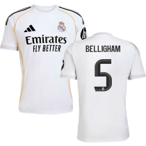 BELLINGHAM #5 RM Home 1:1 Quality White Fans Soccer Jersey 2025/26（UCL Font) ★★