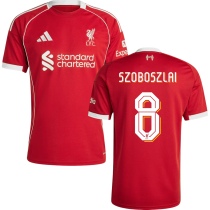 SZOBOSZLAI #8 LFC 1:1 Home Red Fans Jersey 2025/26 (UCL Font 欧冠字体 ) ★★