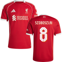 SZOBOSZLAI #8 LFC 1:1 Home Red Fans Jersey 2025/26 (UCL Font 欧冠字体 ) ★★