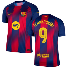 LEWANDOWSKI # 9 BA 1:1 Quality Home Fans Soccer Jersey 2025/26  (UCL Font 欧冠字体 有号下广告) ★★