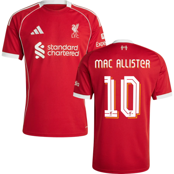 MAC ALLISTER #10 LFC 1:1 Home Red Fans Jersey 2025/26 (UCL Font 欧冠字体 ) ★★